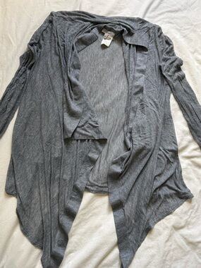 Helmut Lang Voltage Heather Gray Lightweight Ribbed Cardigan